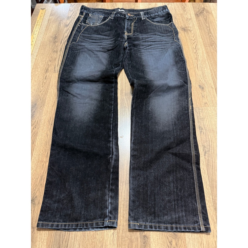 Kanya Jeans Mens Size 38 Black Denim Pants Loose Fit Y2K Hip Hop Wide Leg